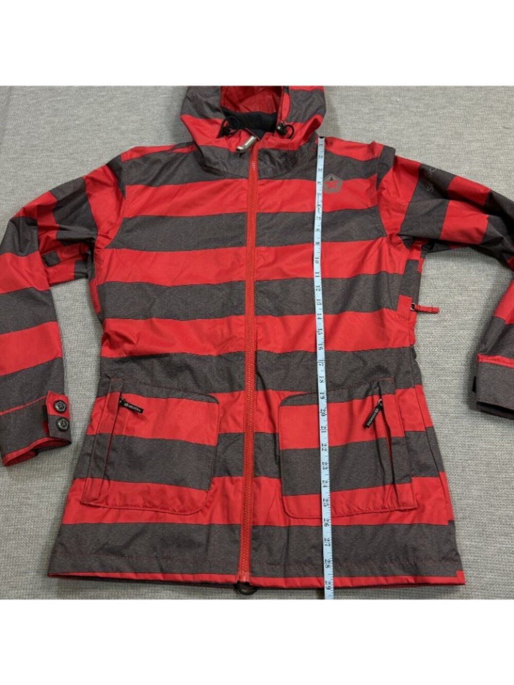 Sessions Terrain Snowboard Coat Womens Size S Recco Jane Heather Red Gray Stripe - Picture 12 of 16